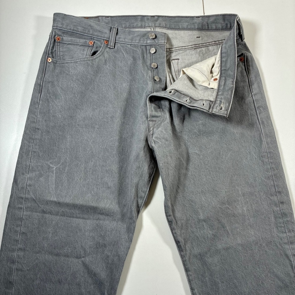 Levi's 501 Button Fly Jeans 38x30 Grey Straight Leg Denim Original (Tag 40x32)